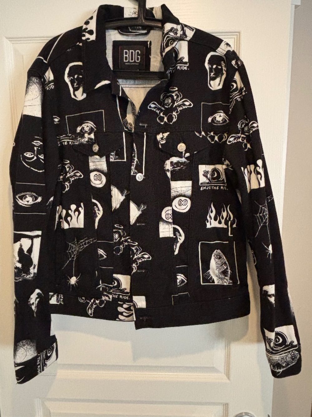 Urban Outfitters BDG Men’s Black “White Graffiti” Denim Jacket